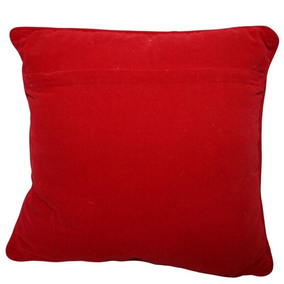 VTG Needlepoint Holiday Christmas Pillow Velvet Back Retro Classic Toys 13x13 - Picture 2 of 6